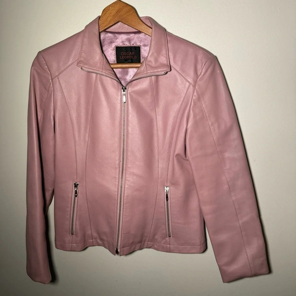 Oscar leopold genuine lambskin leather pastel  pink jacket M - Picture 3 of 12
